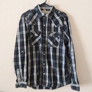 Western Style Plaid Shirt - Size L